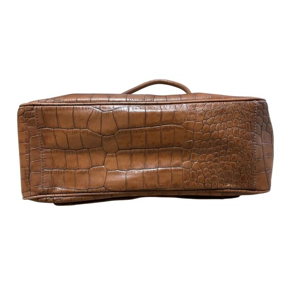 VTG Antonio Melani Purse Satchel Croc Embossed Brown Leather Green Lining 8x13 - Picture 5 of 5